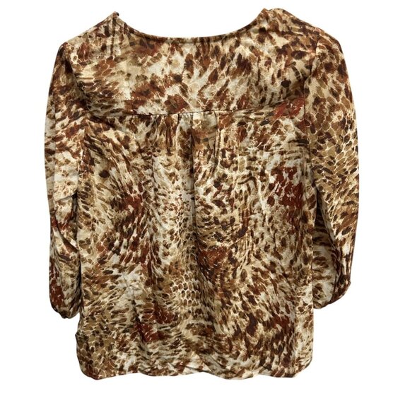 Counterparts Animal Print Wrap Style Blouse With 3/4 Sleeves Sz Small - Picture 2 of 11